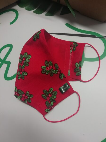 Koši sarkana Ziemassvētku, kokvilnas auduma sejas maska/ Āmuļi (1.3)
