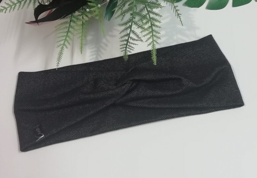 Melna mistrota (džinsa imitācija) trikotāžas ausaine (1)