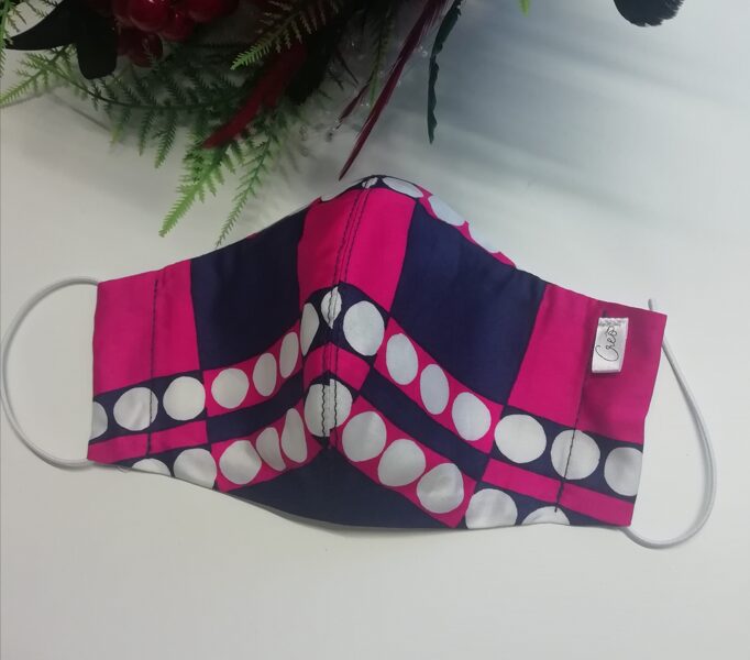 Koša auduma sejas maska/rozā ar zilu/kokvilna, L izmērs (31)