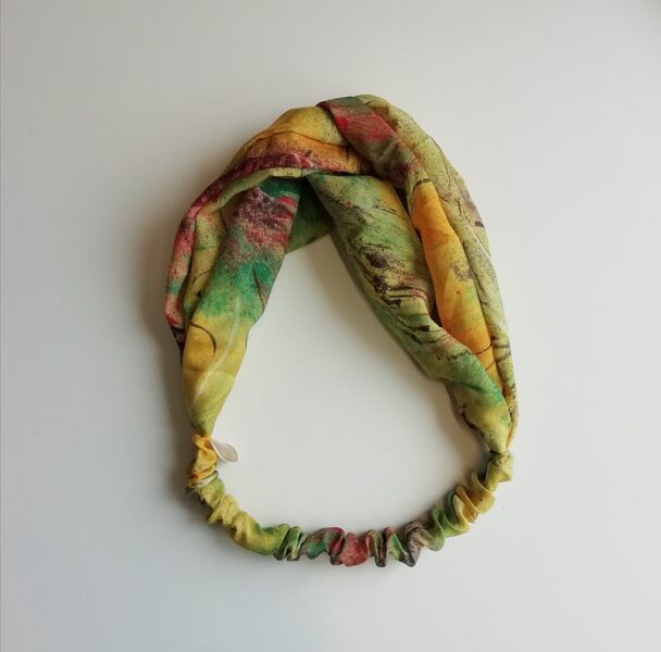 Dzeltena raiba auduma matu lenta (98)