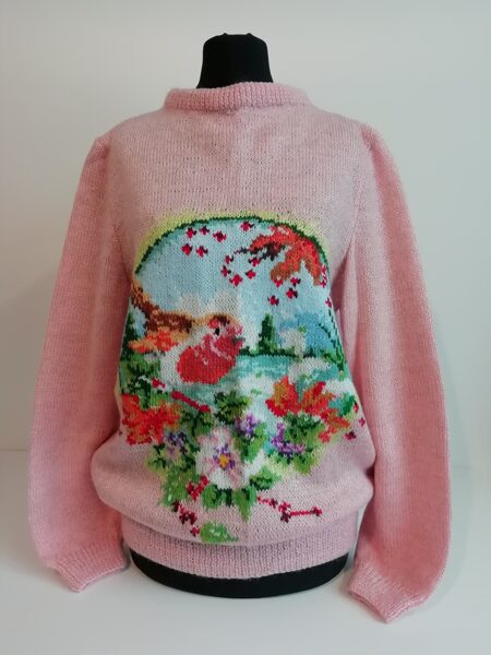 Ar rokām adīts rozā džemperis (44)